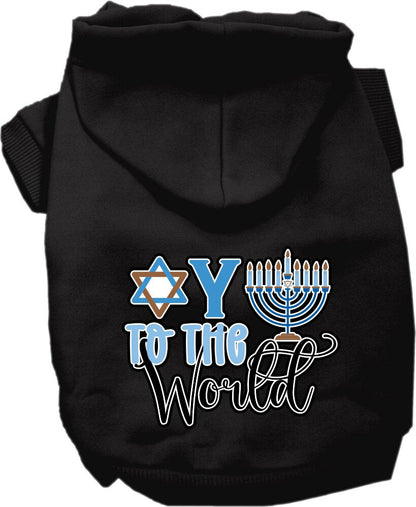 Hanukkah Pet, Dog and Cat Hoodie Screen Printed, "Oy To The World"