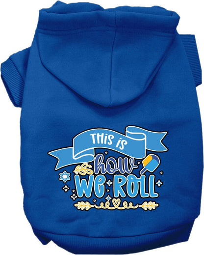 Hanukkah Pet, Dog and Cat Hoodie Screen Printed, "This Is How We Roll"