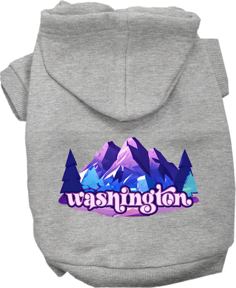 Pet Dog & Cat Screen Printed Hoodie for Small to Medium Pets (Sizes XS-XL), "Washington Alpine Pawscape"