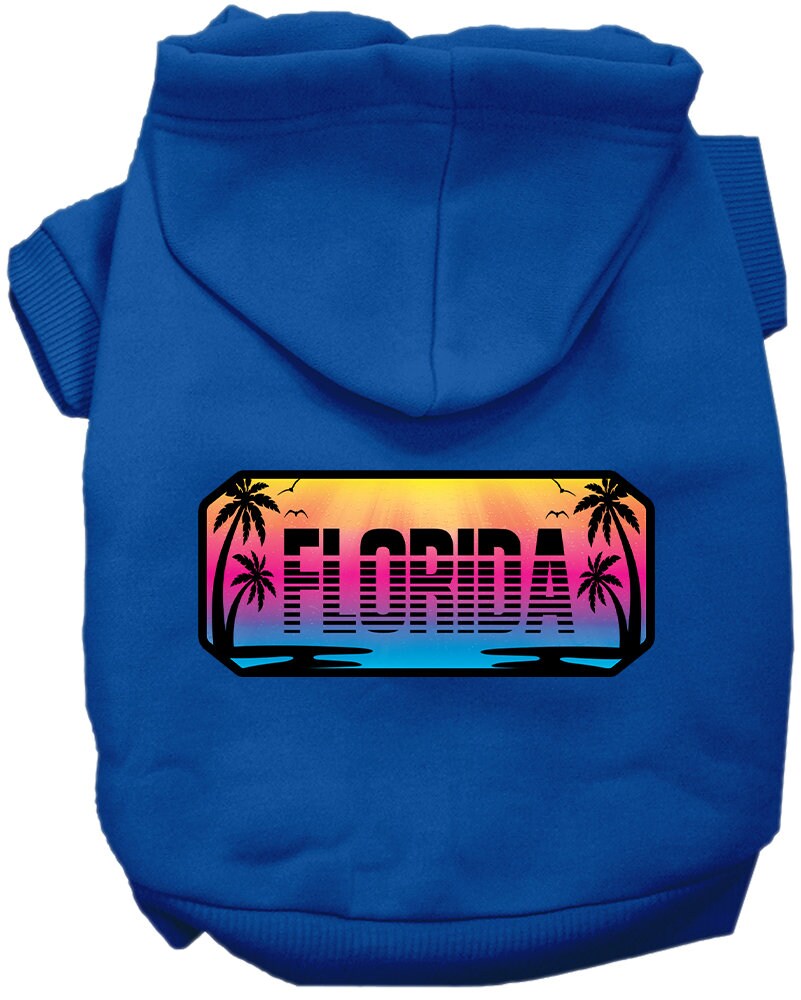 Pet Dog & Cat Screen Printed Hoodie for Medium to Large Pets (Sizes 2XL-6XL), "Florida Beach Shades"