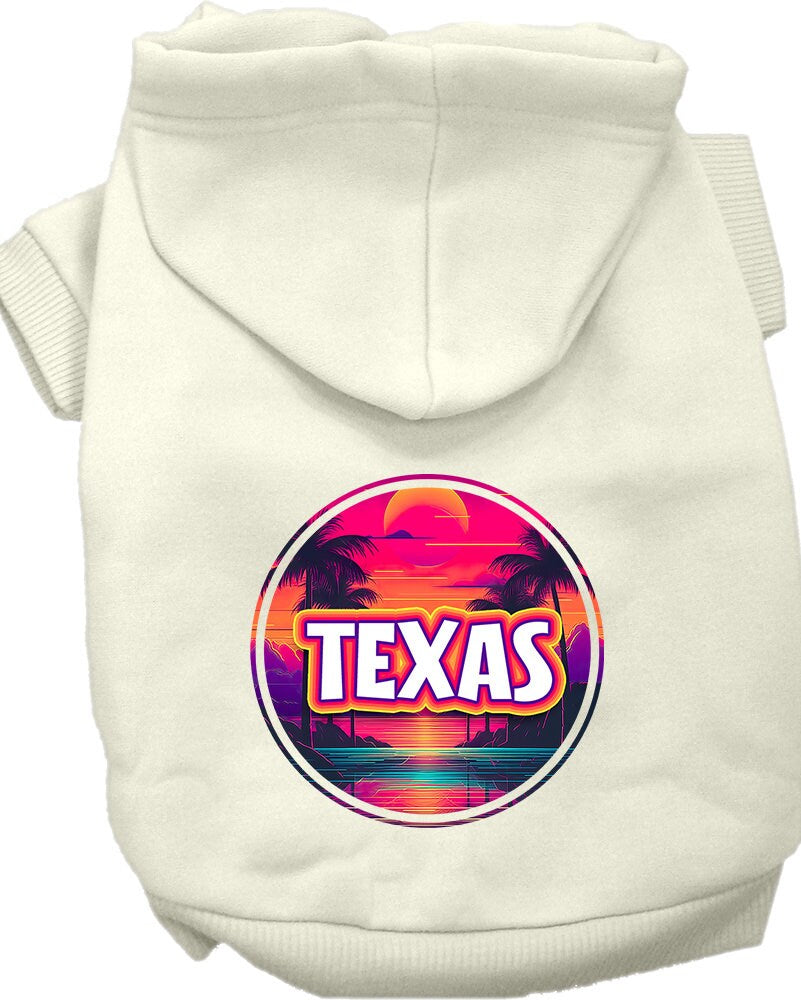 Pet Dog & Cat Screen Printed Hoodie for Small to Medium Pets (Sizes XS-XL), "Texas Neon Beach Sunset"