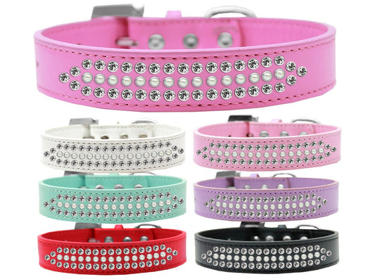 Dog, Puppy and Pet Fashion Collar, &quot;Ritz Pearl & Clear Crystal Rimsets&quot;