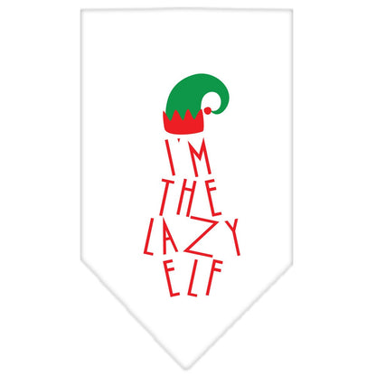 Christmas Pet and Dog Bandana Screen Printed, "I'm The Lazy Elf"