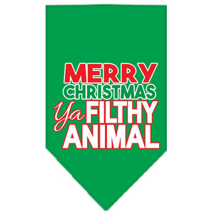 Christmas Pet and Dog Bandana Screen Printed, "Merry Christmas, Ya Filthy Animal"