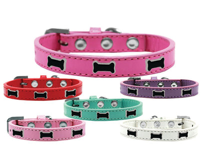 Dog, Puppy & Pet Widget Fashion Collar, &quot;Black Bone&quot;