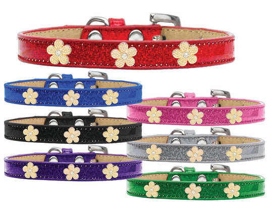 Dog, Puppy & Pet Widget Ice Cream Collar, &quot;Gold Flower&quot;