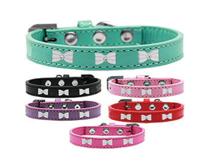 Dog, Puppy & Pet Widget Fashion Collar, &quot;White Bow&quot;