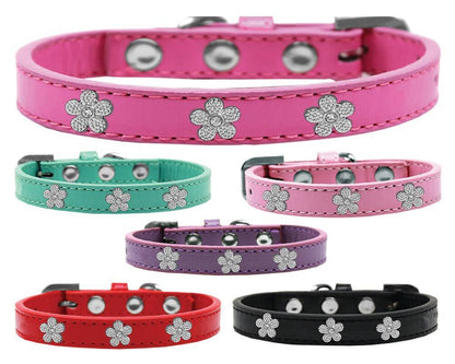 Dog, Puppy & Pet Widget Fashion  Collar, "Silver Flower"