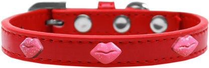 Dog, Puppy & Pet Widget Fashion  Collar, "Pink Glitter Lips"