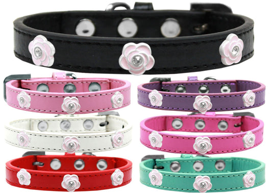 Dog, Puppy & Pet Widget Collar, "Light Pink Roses"