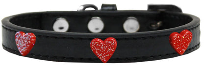 Dog, Puppy & Pet Widget Fashion  Collar, "Red Glitter Heart"