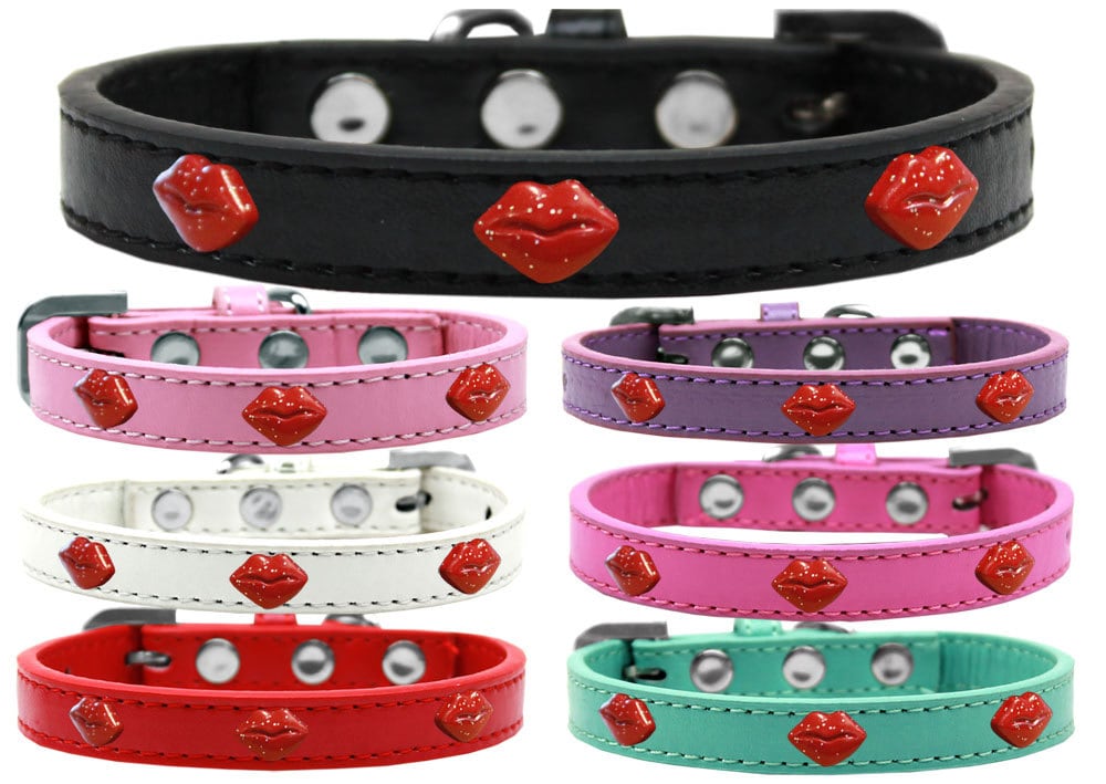 Dog, Puppy & Pet Widget Fashion  Collar, "Red Glitter Lips"