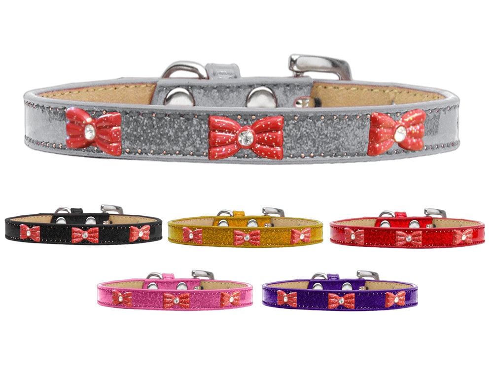 Dog, Puppy & Pet Widget Ice Cream Collar, "Red Glitter Bow"