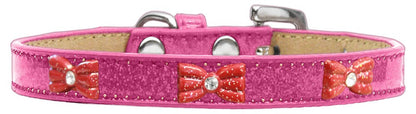 Dog, Puppy & Pet Widget Ice Cream Collar, "Red Glitter Bow"