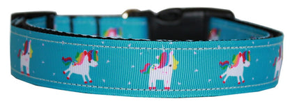 Pet Dog & Cat Nylon Collar or Leash, "Unicorn" *Available in Pink, Blue, Mauve or Aqua!*