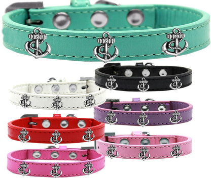 Dog, Puppy & Pet Widget Fashion Collar, &quot;Silver Anchor&quot;