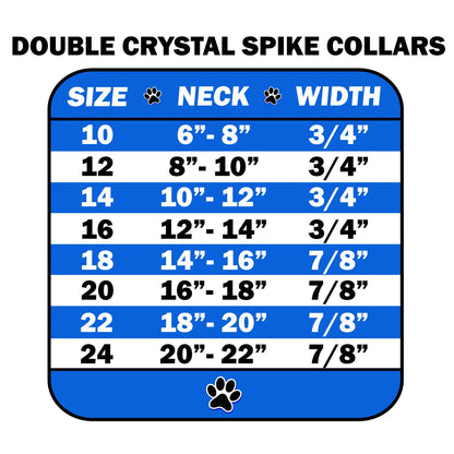 Pet and Dog Spike Collar, "Double Crystal & Red Spikes"
