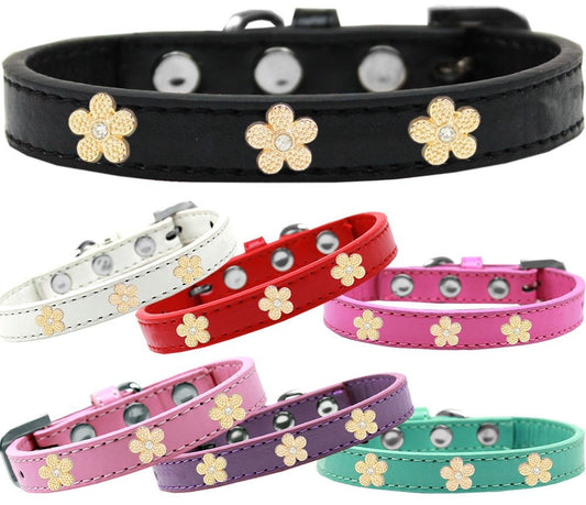 Dog, Puppy & Pet Widget Collar, &quot;Gold Flower&quot;