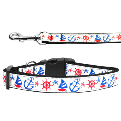 Pet Dog & Cat Nylon Collar or Leash, &quot;Anchors Away&quot;