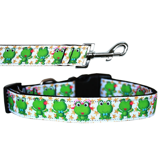 Pet Dog & Cat Nylon Collar or Leash, "Happy Frogs"