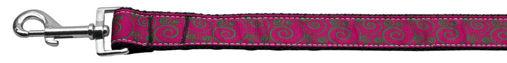 Pet Dog and Cat Nylon Collar or Leash, "Pink & Lime Swirly"