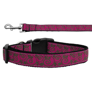 Pet Dog and Cat Nylon Collar or Leash, "Pink & Lime Swirly"