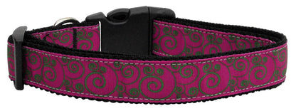 Pet Dog and Cat Nylon Collar or Leash, "Pink & Lime Swirly"