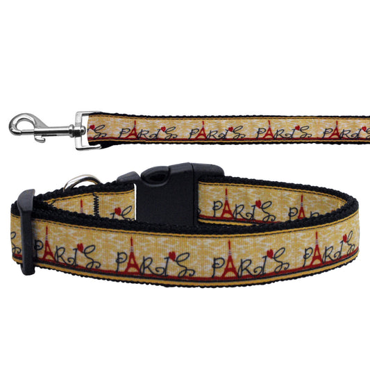 Pet Dog & Cat Nylon Collar or Leash, "From Paris With Love"