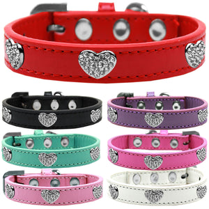 Dog, Puppy & Pet Widget Fashion Collar, &quot;Clear Crystal Heart&quot;