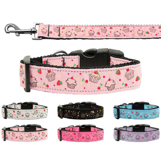 Pet Dog & Cat Nylon Collar or Leash, "Cupcakes"