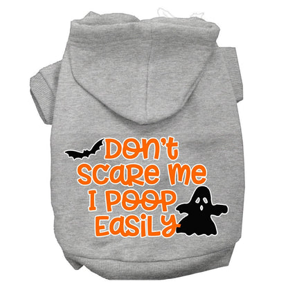 Halloween Pet, Dog & Cat Hoodie Screen Printed, "Don't Scare Me, I Poop Easily"