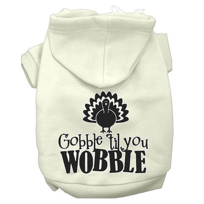 Thanksgiving Pet, Dog and Cat Hoodie Screen Printed, "Gobble 'Til You Wobble"