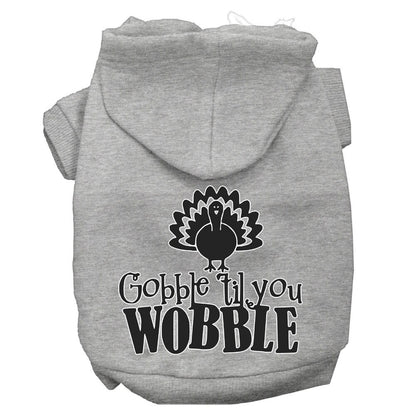 Thanksgiving Pet, Dog and Cat Hoodie Screen Printed, "Gobble 'Til You Wobble"