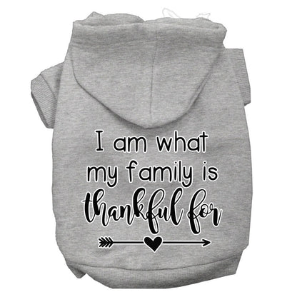 Thanksgiving Pet, Dog and Cat Hoodie Screen Printed, "I Am What My Family Is Thankful For"