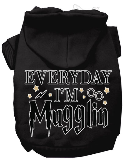 Pet Dog & Cat Hoodie Screen Printed, "Everyday I'm Mugglin"