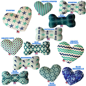 Pet and Dog Canvas or Plush Heart or Bone Toy, "Nautical Group" (Available in different sizes, and 10 different pattern options!)