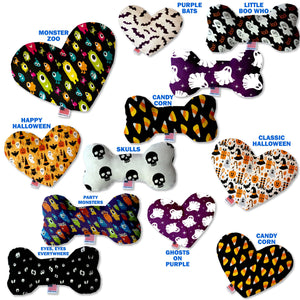 Halloween Pet & Dog Canvas or Plush Heart or Bone Toy, "Trick-Or-Treat Group" (Available in different sizes, and 10 different patterns!)