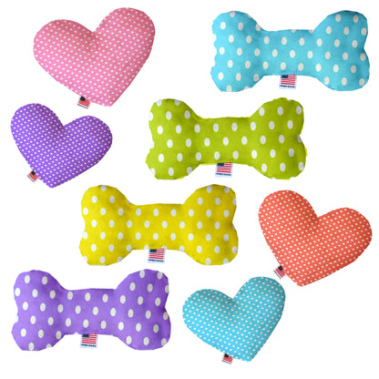 Pet & Dog Plush Heart or Bone Toy, &quot;Polka Dots Group&quot; (Available in different sizes, and 6 different pattern options!)