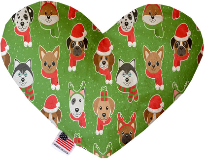 Christmas Pet and Dog Canvas or Plush Heart or Bone Toy,  "Holiday Friends Group" (Available in different sizes, and 7 different patterns!)