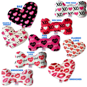 Valentine's Day Pet & Dog Canvas or Plush Heart or Bone Toy, "Sweetheart Group" (Available in different sizes and 7 different patterns!)