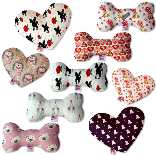 Pet and Dog Canvas or Plush Heart or Bone Toy, "Valentine's Day Friends Group" (Available in different size, and 7 different patterns!)