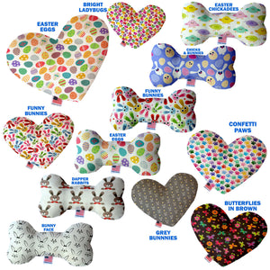 Pet and Dog Canvas or Plush Heart or Bone Toy, "Easter Group" (Available in different sizes, and 10 different pattern options!)