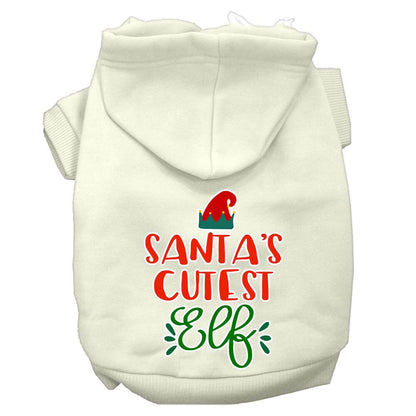 Christmas Pet Dog & Cat Hoodie Screen Printed, "Santa's Cutest Elf"