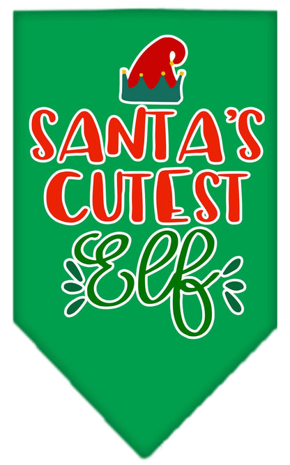 Christmas Pet and Dog Bandana Screen Printed, "Santa's Cutest Elf"