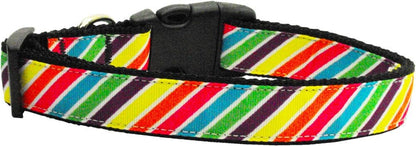 Pet Dog & Cat Nylon Collar or Leash, "Striped Rainbow"