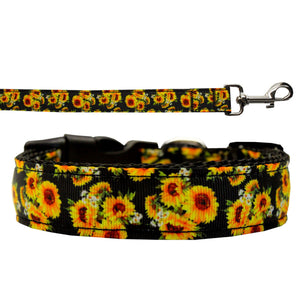 Pet Dog & Cat Nylon Collar or Leash, "Sunflowers"