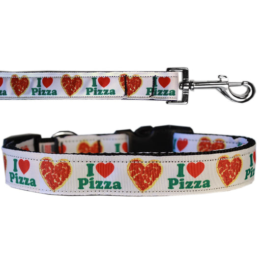 Pet Dog & Cat Nylon Collar or Leash, "Pizza Party"