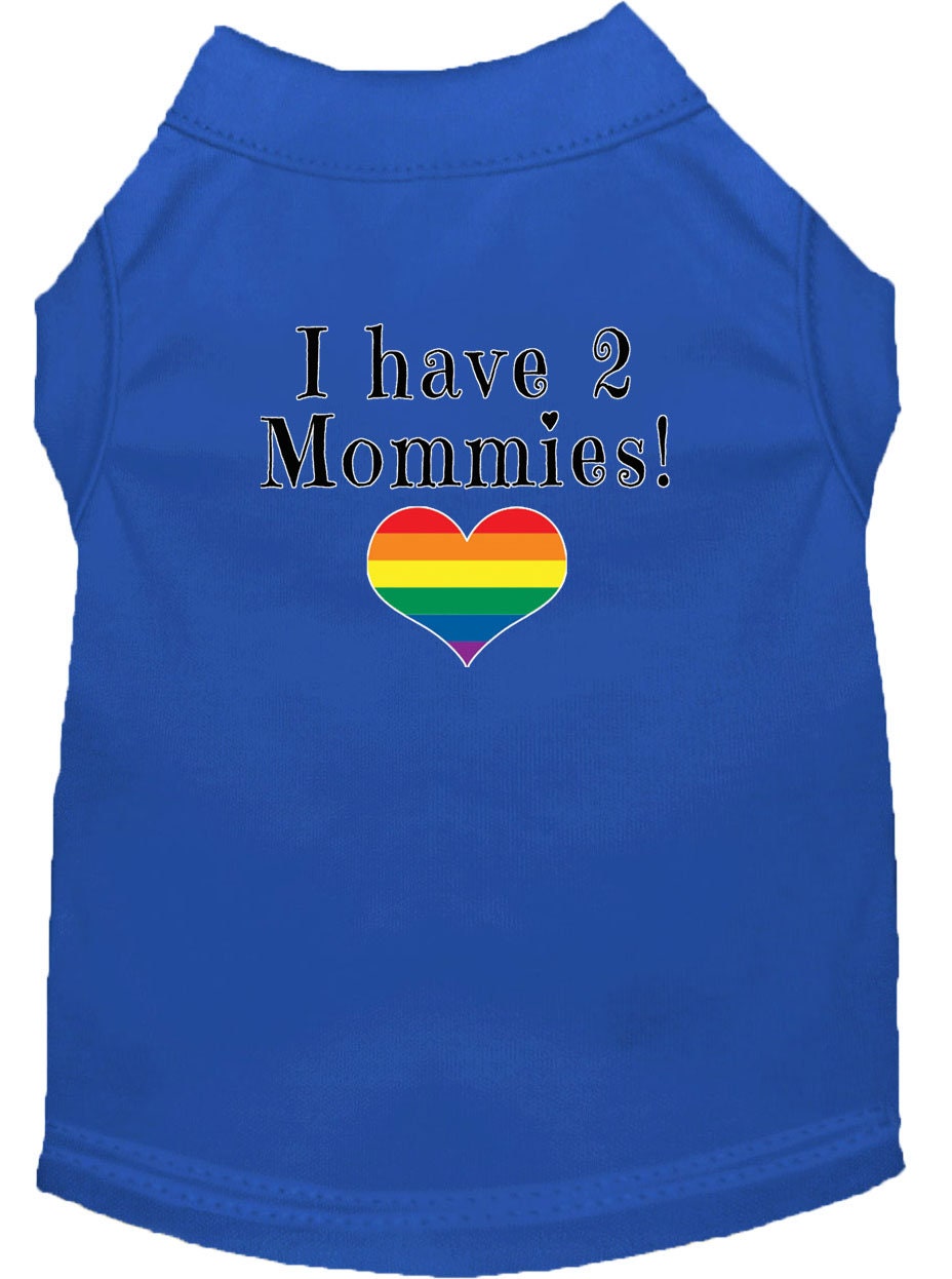 Pet Dog & Cat Shirt Screen Printed, "I Have Two Mommies"