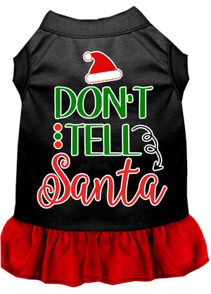 Christmas Pet Dog & Cat Dress Screen Printed, "Don't Tell Santa"