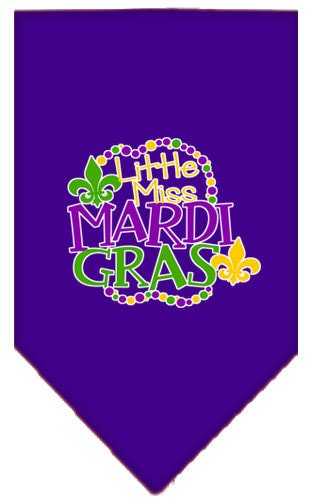 Pet and Dog Bandana Screen Printed, "Little Miss Mardi Gras"